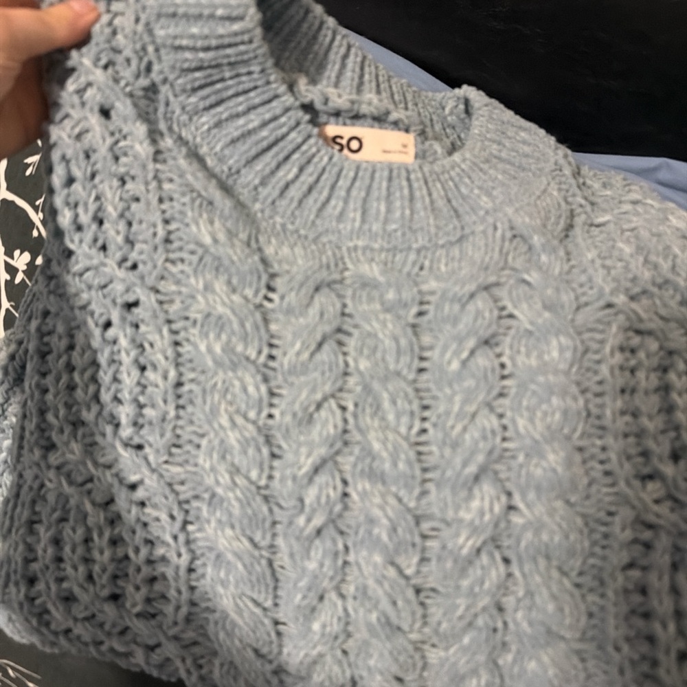 SO Light Blue Cable Knit Sweater
